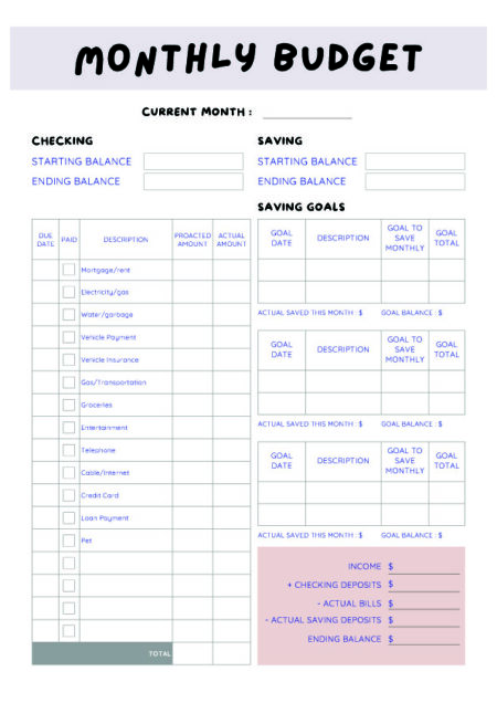 Monthly Budget Planner