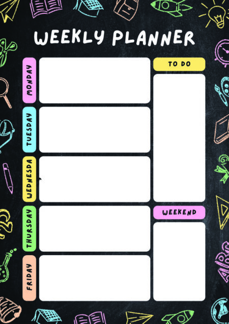Weekly Planner Blackboard Style