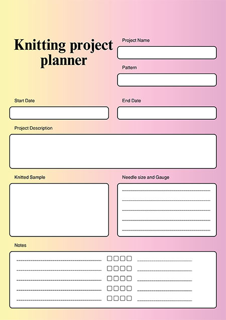 Knitting Project planner