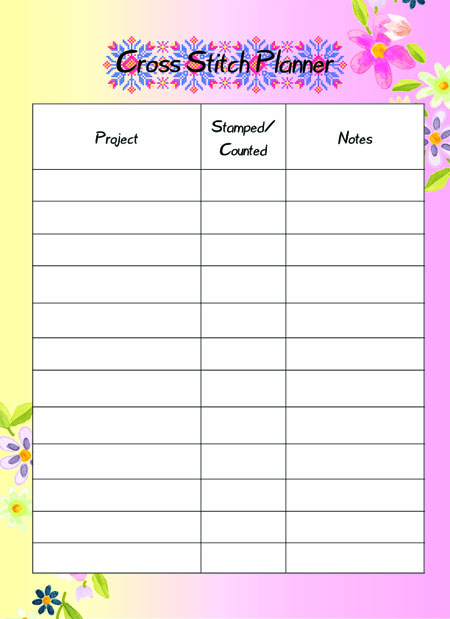 Cross Stitch Project Planner